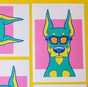 Pop Art Doberman Pinscher with Sunglasses | Small Art Print